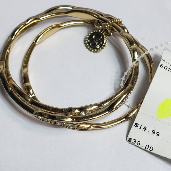 Jessica Simpson Gold bangle bracelets set of 3 - Picture 5 of 8